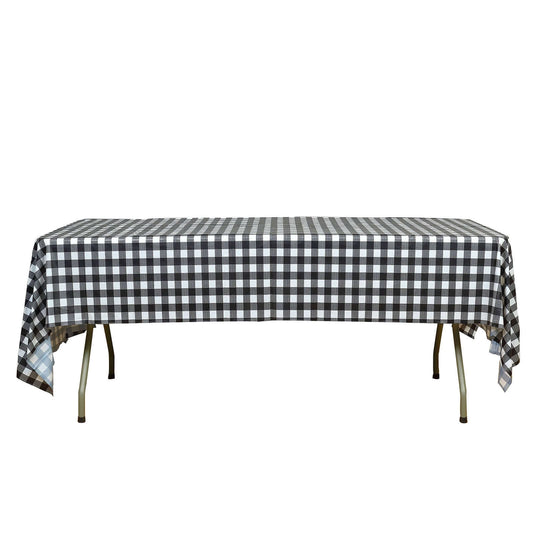 5 - Pack Plastic Table Covers Black Checkered Rectangle - Durable PVC Disposable Covers for Events 54"x108" - Bell Racket Store