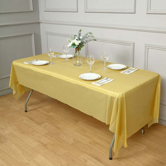 5 - Pack Plastic Table Covers Gold Rectangle - Reliable PVC Disposable Covers for Gatherings 54"x108" - NestOCart