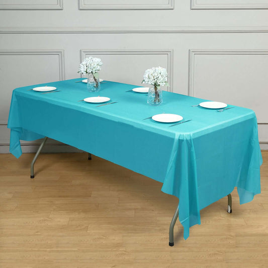 5 - Pack Plastic Table Covers Turquoise Rectangle - Reliable PVC Disposable Covers for Gatherings 54"x108" - NestOCart