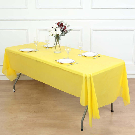 5 - Pack Plastic Table Covers Yellow Rectangle - Reliable PVC Disposable Covers for Gatherings 54"x108" - NestOCart