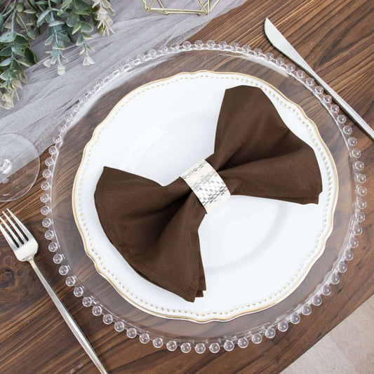 5 Pack Polyester 17"x17" Napkins Chocolate - Durable & Wrinkle Resistant Dinner Napkins - NestOCart