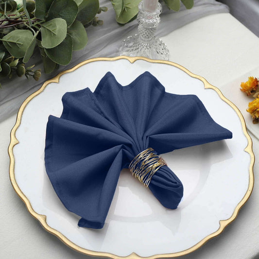 5 Pack Polyester 17"x17" Napkins Navy Blue - Durable & Wrinkle Resistant Dinner Napkins - NestOCart