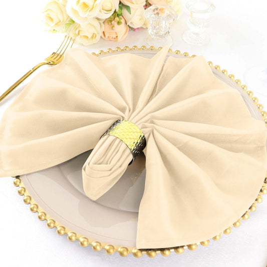 5 Pack Polyester 20"x20" Napkins Beige - Wrinkle Resistant & Easy Care Cloth Napkins - NestOCart