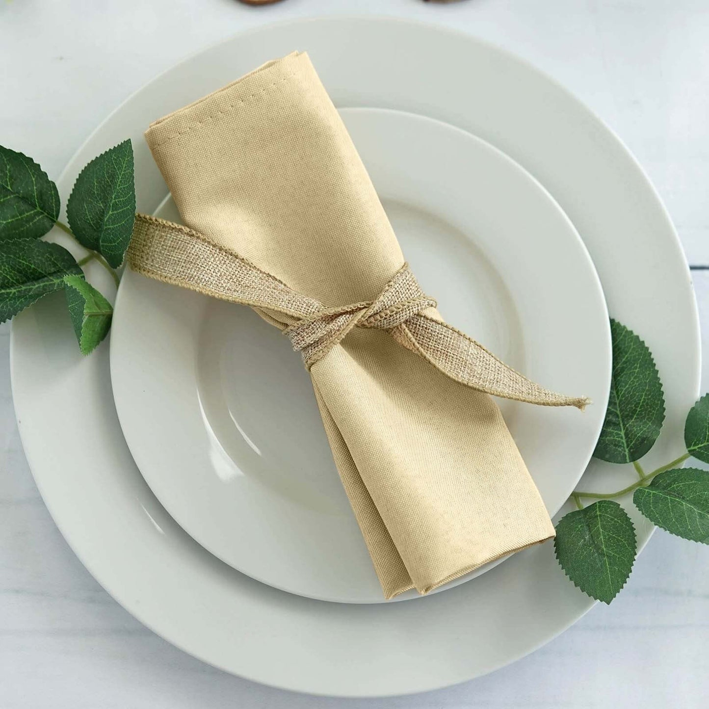 5 Pack Polyester 20"x20" Napkins Champagne - Wrinkle Resistant & Easy Care Cloth Napkins - NestOCart
