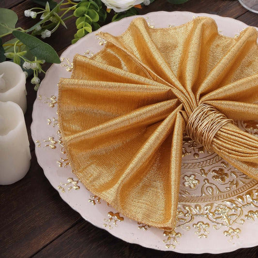 5 Pack Polyester 20"x20" Napkins Gold Shimmer Sequin Dots - Luminous Cloth Napkins for Stylish Gatherings - Bell Racket Store