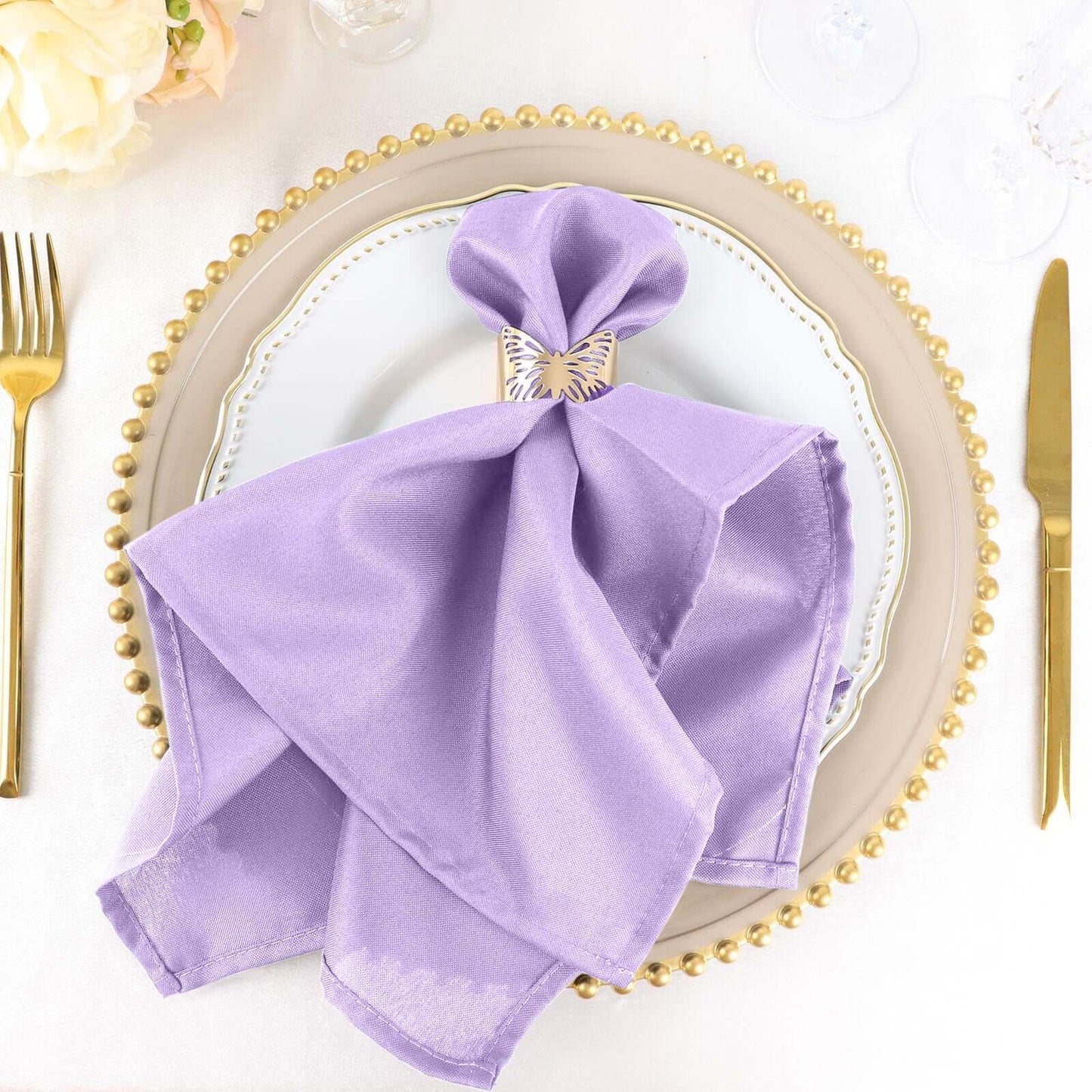 5 Pack Polyester 20"x20" Napkins Lavender Lilac - Wrinkle Resistant & Easy Care Cloth Napkins - NestOCart