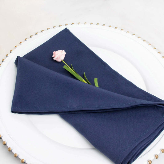 5 Pack Premium Polyester 20"x20" Napkins Navy Blue - Wrinkle - Resistant & Durable Dinner Napkins - Bell Racket Store