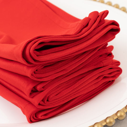 5 Pack Red Scuba Napkins – 17"x17", Wrinkle - Free & Stain Resistant Cloth Napkins - Bell Racket Store