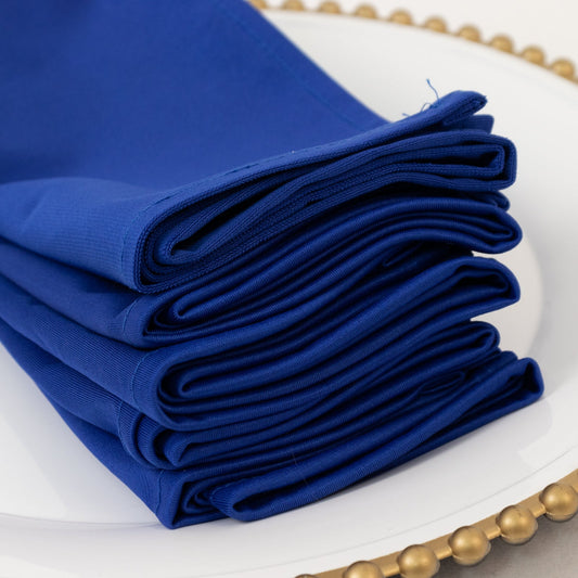 5 Pack Royal Blue Scuba Napkins – 17"x17", Wrinkle - Free & Stain Resistant Cloth Napkins - Bell Racket Store