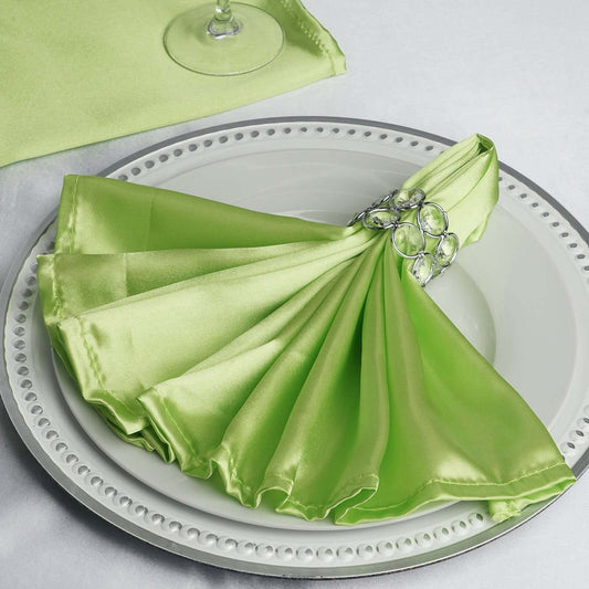 5 Pack Satin 20"x20" Napkins Apple Green - Luxurious Shine & Smooth Dinner Napkins - NestOCart