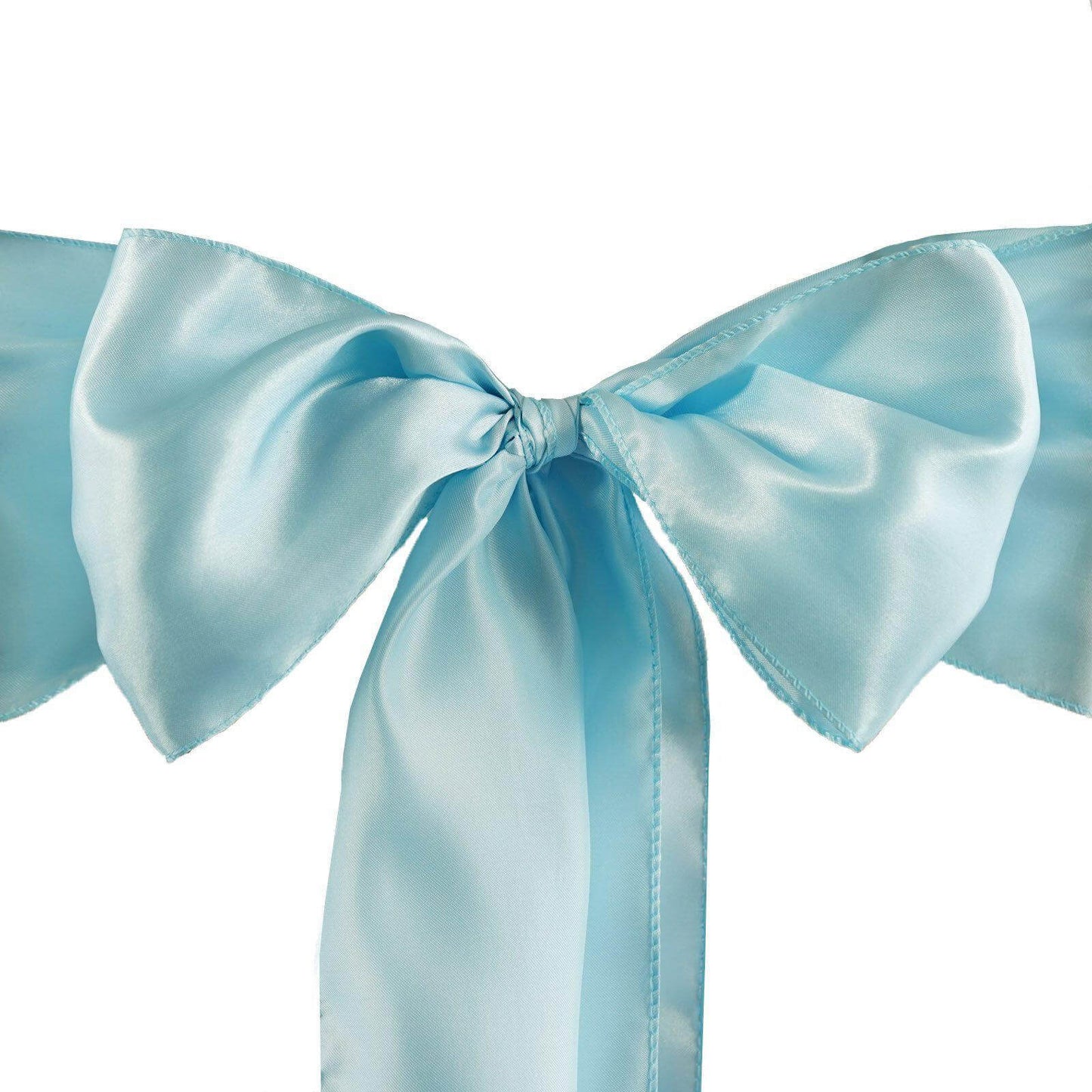 5 Pack Satin Chair Sashes Light Blue - Durable Chair Bows with Shiny Finish 6"x106" - NestOCart