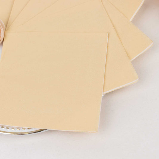 50 - Pack Paper Beverage Napkins Beige - 2 Ply Disposable Soft 18GSM Cocktail Napkins 5"x5" - Bell Racket Store