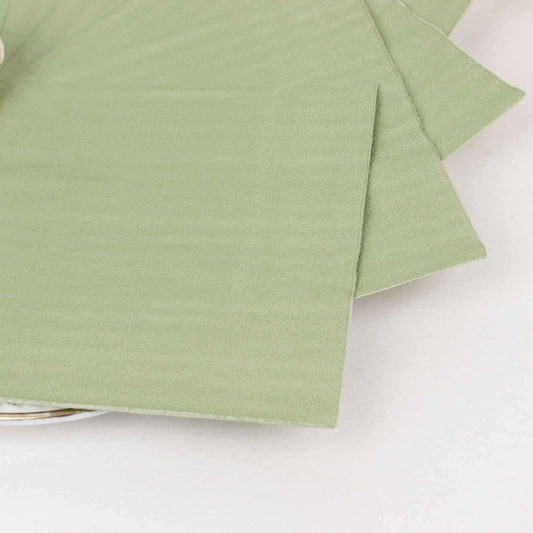 50 - Pack Paper Beverage Napkins Sage Green - 2 Ply Disposable Soft 18GSM Cocktail Napkins 5"x5" - Bell Racket Store