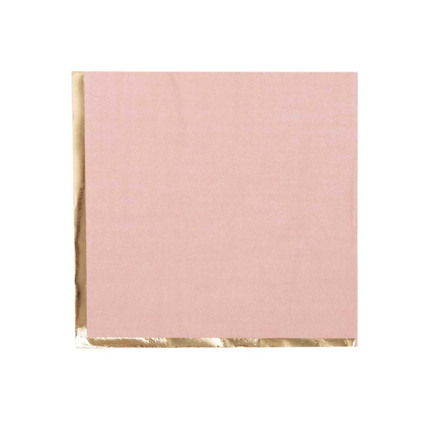 50 - Pack Paper Beverage Napkins with Gold Foil Edge Dusty Rose - Disposable 2 Ply Cocktail Napkins for Events 6.5"x6.5" - Bell Racket Store