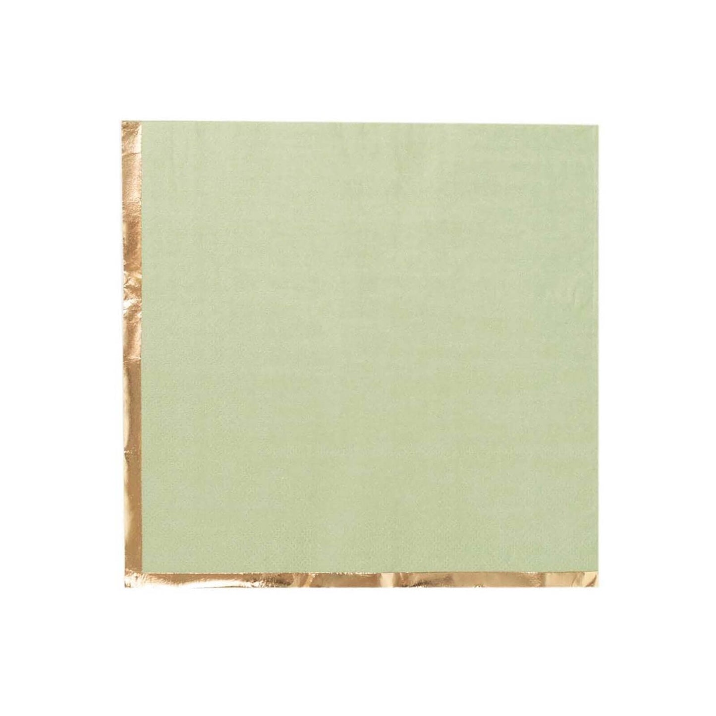 50 - Pack Paper Beverage Napkins with Gold Foil Edge Sage Green - Disposable 2 Ply Cocktail Napkins for Events 6.5"x6.5" - Bell Racket Store