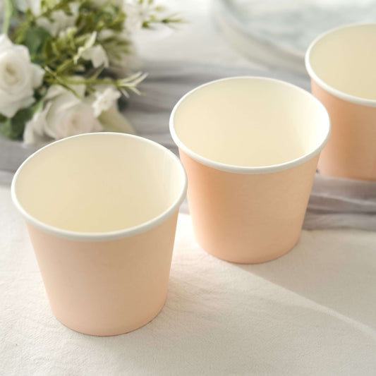 50 - Pack Paper Dessert Cups Eco - Friendly Blush Design - Ideal for Ice Cream and Yogurt 10oz - Bell Racket Store
