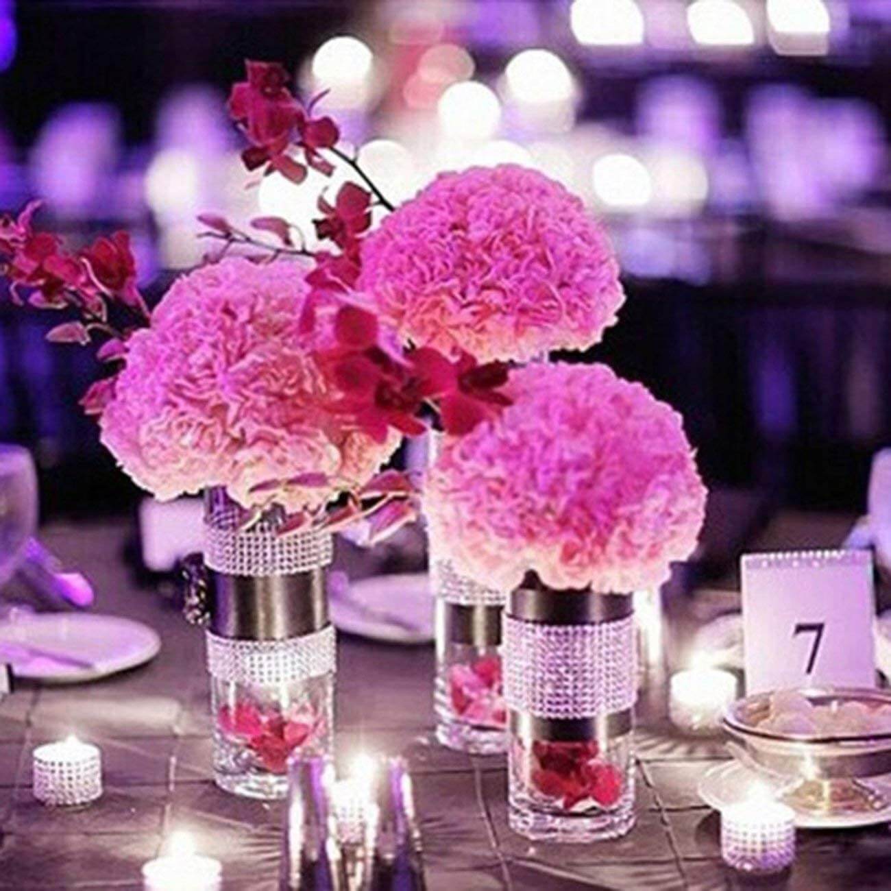 5"x10 Yards Shiny Gold Diamond Rhinestone Ribbon Wrap Roll, DIY Craft Decor - NestOCart