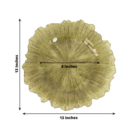 6 - Pack Acrylic Plastic Round Charger Plates 13" in Transparent Dusty Sage Green with Reef Design, Dinner Charger Tableware - Bell Racket Store