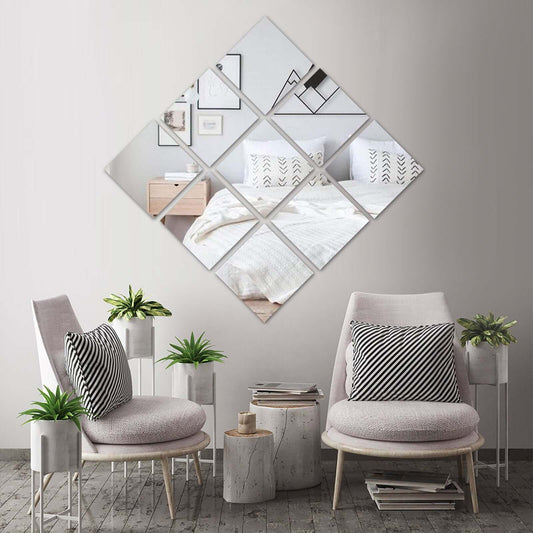 6 - Pack Hanging Wall Decor Square Glass Mirror Table Centerpiece - Reflective Decorative Display 10" - NestOCart
