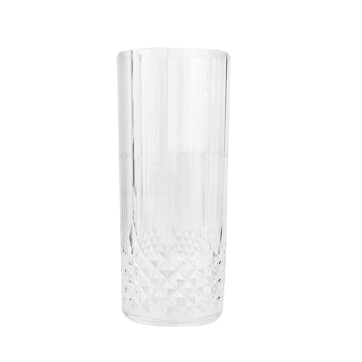 6 - Pack Plastic Cocktail Tumblers Clear Transparent Crystal Cut Style - Shatterproof Highball Glasses 14oz - Bell Racket Store
