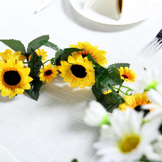 6.5ft Artificial Silk Sunflower Table Garland, Flower Vine Chain - NestOCart