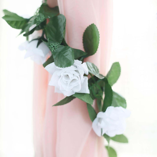 6ft White Artificial Silk Rose Garland UV Protected Flower Chain - NestOCart