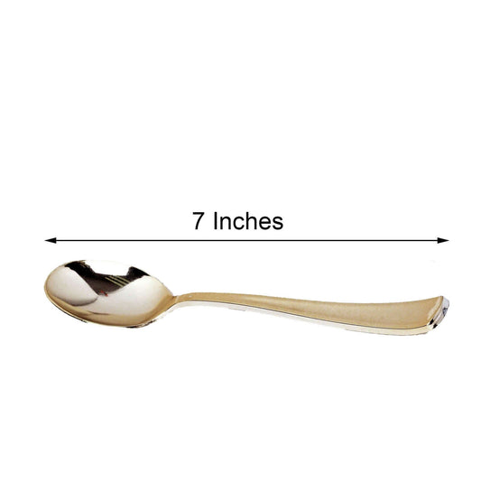 25-Pack Plastic Spoons Metallic Gold Classic Heavy Duty - Premium Disposable Cutlery 7"