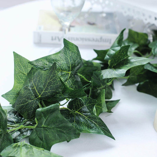 8ft Dark Green UV Protected Artificial Silk Ivy Leaf Garland Vine, Outdoor Indoor - NestOCart