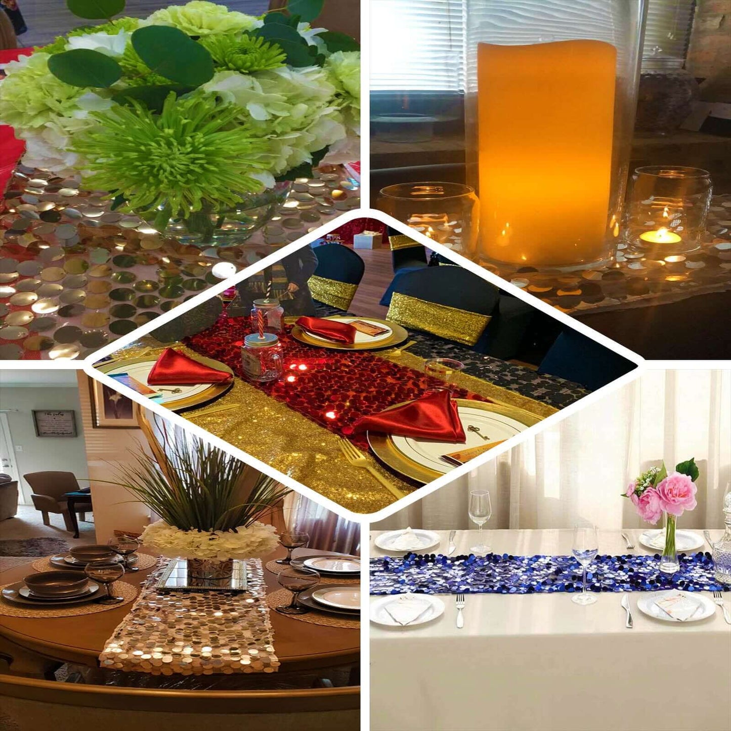 Big Payette Sequin 13"x108" Table Runner Champagne - Dazzling Design - NestOCart