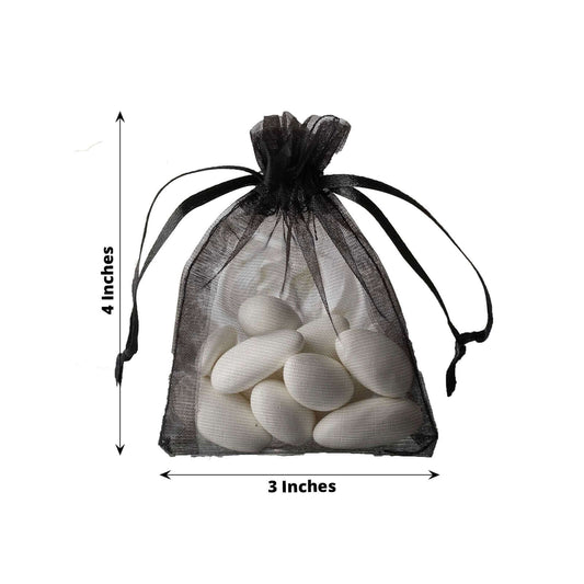 10 Pack 3"x4" Black Organza Drawstring Wedding Party Favor Gift Bags - Clearance SALE