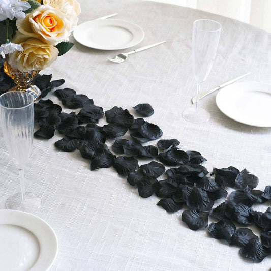 500-Pack Rose Petals Round Design Black Silk Confetti - Decorative Scatters for Tables and Floors