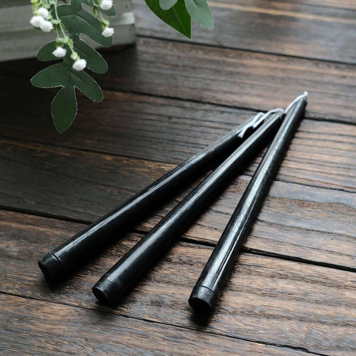 10-Pack Taper Candles Premium Wax Design Black - Unscented Candles for Upscale Settings 10"