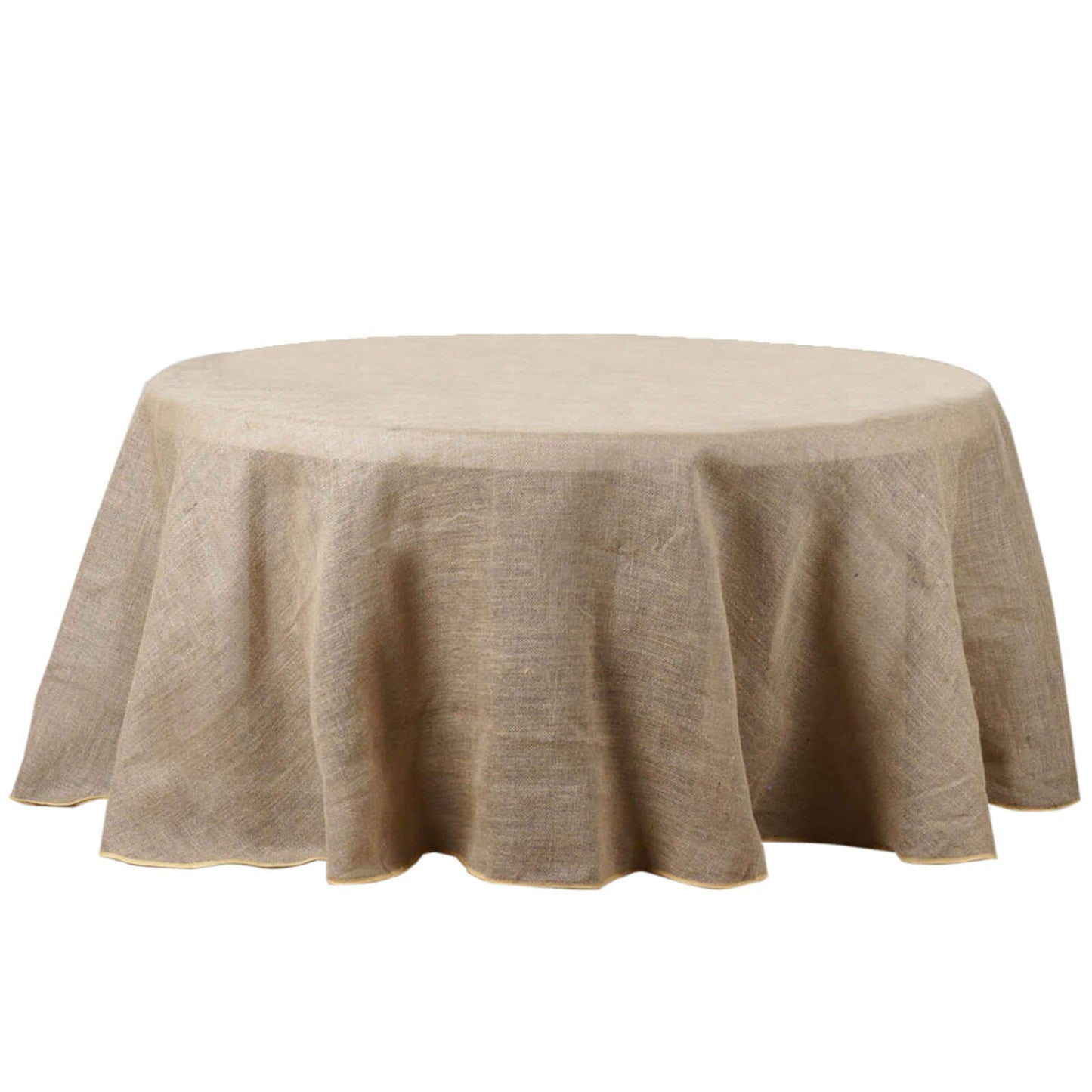 Burlap Jute 132" Round Tablecloth Natural - Rustic Boho Chic Seamless Table Linen - NestOCart