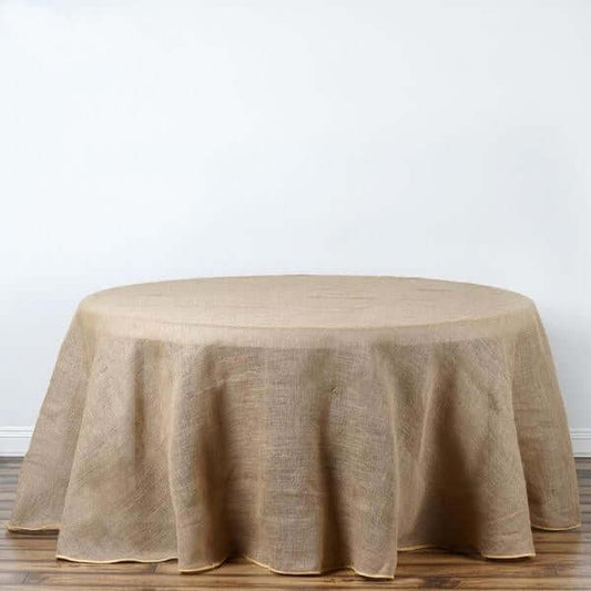 Burlap Jute 90" Round Tablecloth Natural - Rustic Boho Chic Table Linen - NestOCart