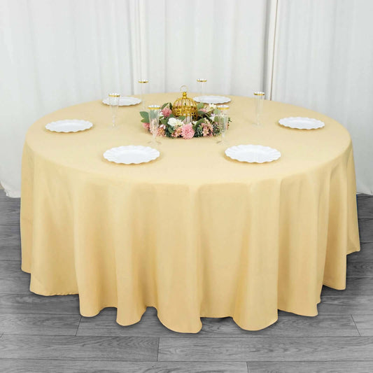 Premium Polyester 108" Round Tablecloth Champagne - Wrinkle-Resistant 220GSM Table Cover