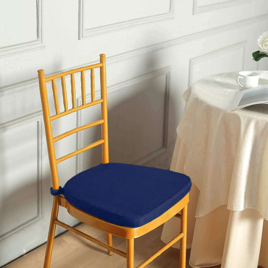 Chiavari Chair Cushion with 1.5" Thick Memory Foam and Ties Navy Blue - Stylish Removable Cover for Comfort - NestOCart