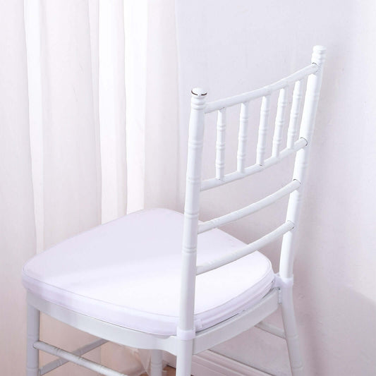 Chiavari Chair Cushion with 1.5" Thick Memory Foam and Ties White - Stylish Removable Cover for Comfort - NestOCart