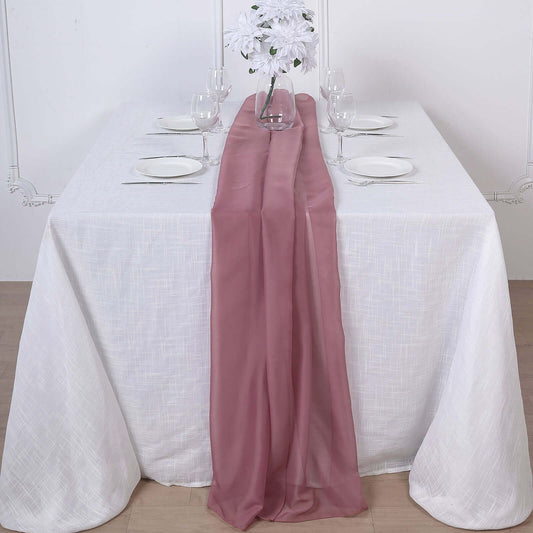 Chiffon 6ft Table Runner Mauve/Cinnamon Rose - Flowy & Lightweight Table Decor
