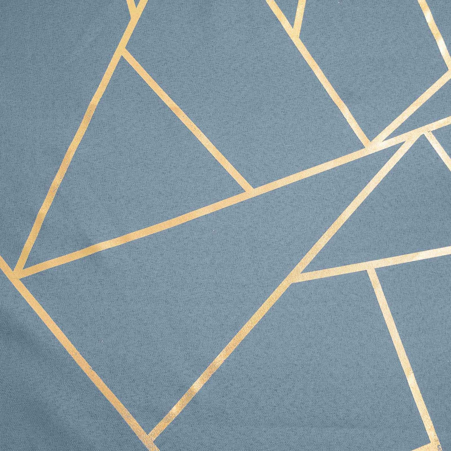 Polyester 9ft Table Runner Dusty Blue with Gold Foil Modern Geometric Accent