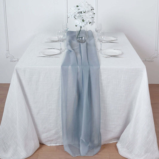 Chiffon 6ft Table Runner Dusty Blue - Flowy & Lightweight Table Decor