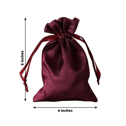 12 Pack 4"x6" Eggplant Satin Drawstring Wedding Party Favor Gift Bags