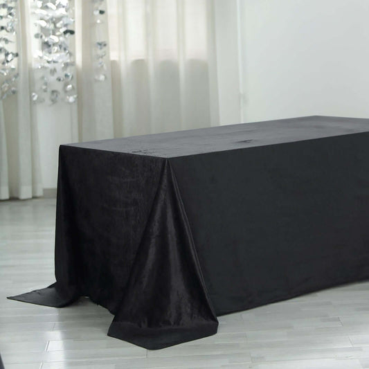 Premium Velvet 90"x156" Rectangle Tablecloth Black - Reusable Soft & Stylish Seamless Table Cover for Sophisticated Weddings & Events