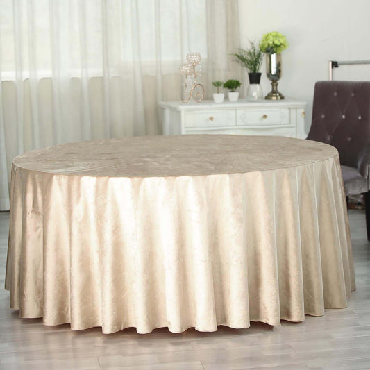 Premium Velvet 120" Round Tablecloth Champagne - Reusable Soft & Seamless Table Cover