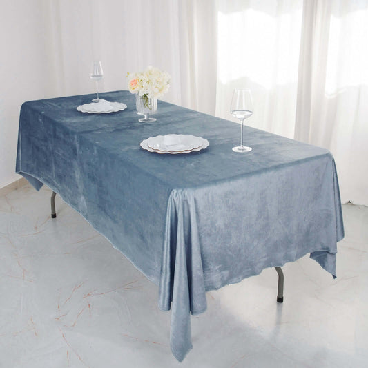 Premium Velvet 60"x102" Rectangle Tablecloth Dusty Blue - Reusable & Soft Table Cover