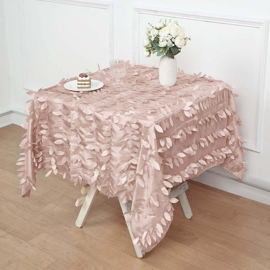 Taffeta 54"x54" Square Tablecloth Dusty Rose 3D Leaf Petal Table Cover