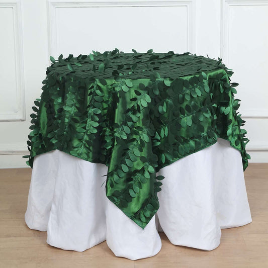 Taffeta 54"x54" Table Overlay Square Tablecloth Green 3D Leaf Petal Table Cover