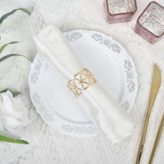 5 Pack Metallic Gold Geometric Napkin Rings, Paper Napkin Holders