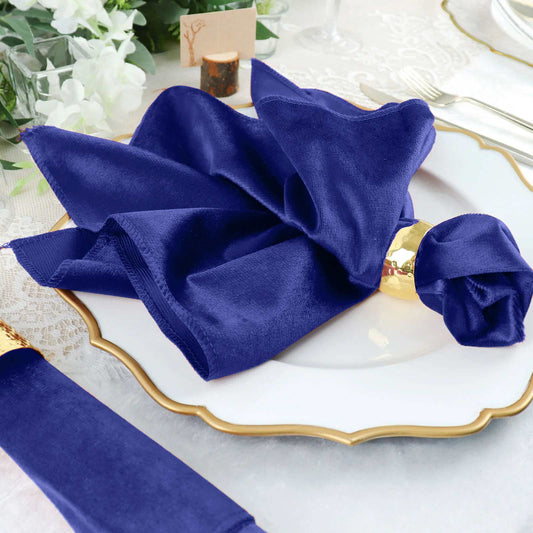 5 Pack Premium Velvet 20"x20" Napkins Royal Blue - Soft Sheen Finish Cloth Napkins