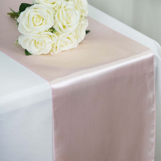 Satin 12"x108" Table Runner Blush - Stylish Table Linen