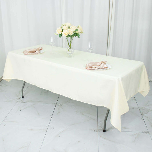 Premium Polyester 54"x96" Rectangle Tablecloth Ivory - Durable 220GSM Stain-Resistant Fabric Table Cover